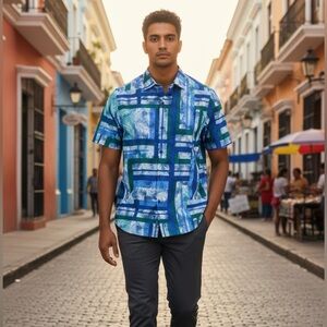Men's Bahama Coast Prism Fronds-Print Shirt size XXXL, new with tags